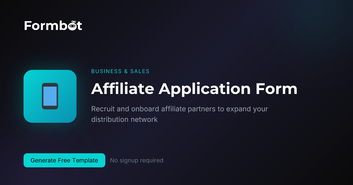 Free Affiliate Program Application Form | Formbot