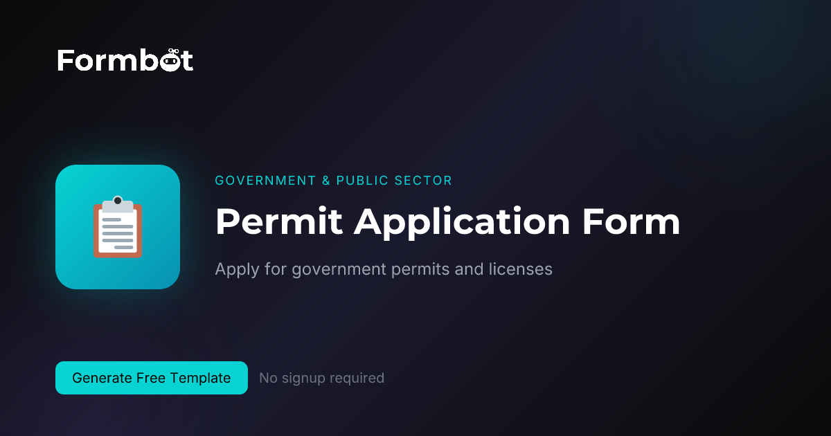 Permit Application Form Template | Government Permits | Formbot