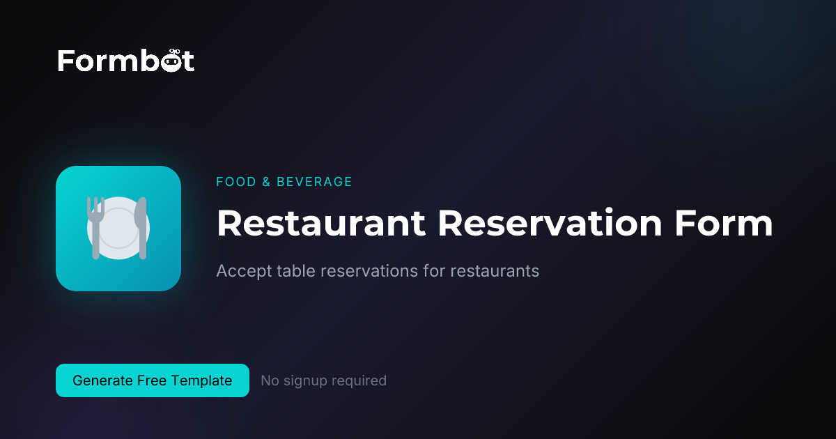 Restaurant Reservation Form Template | Table Booking | Formbot