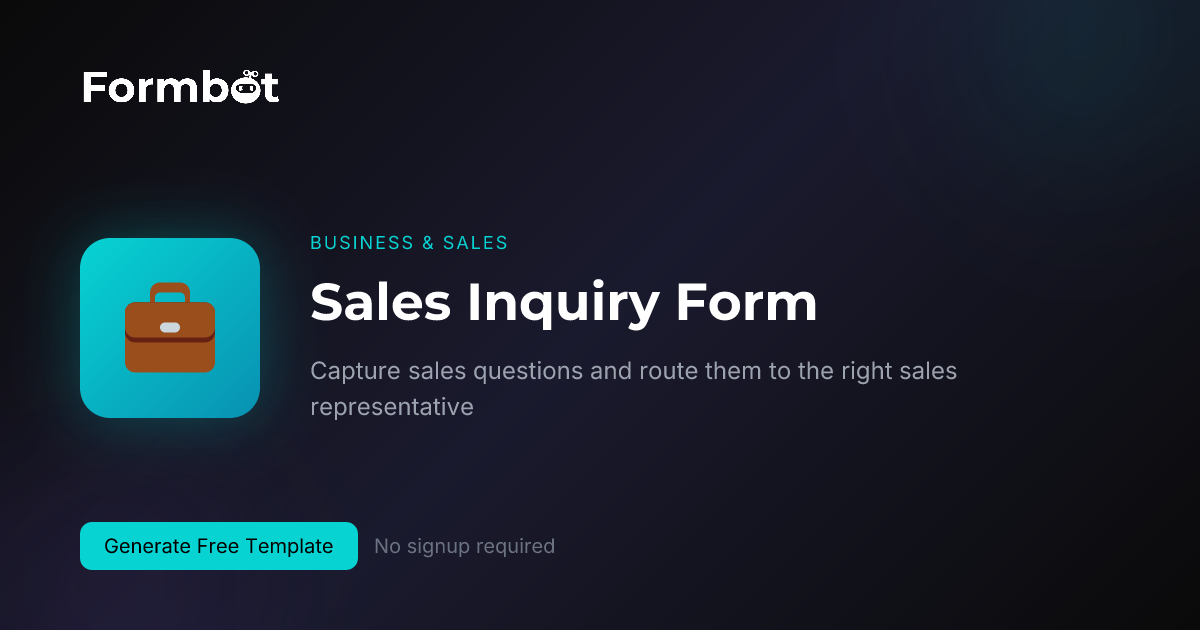 Free Sales Inquiry Form Template | Formbot