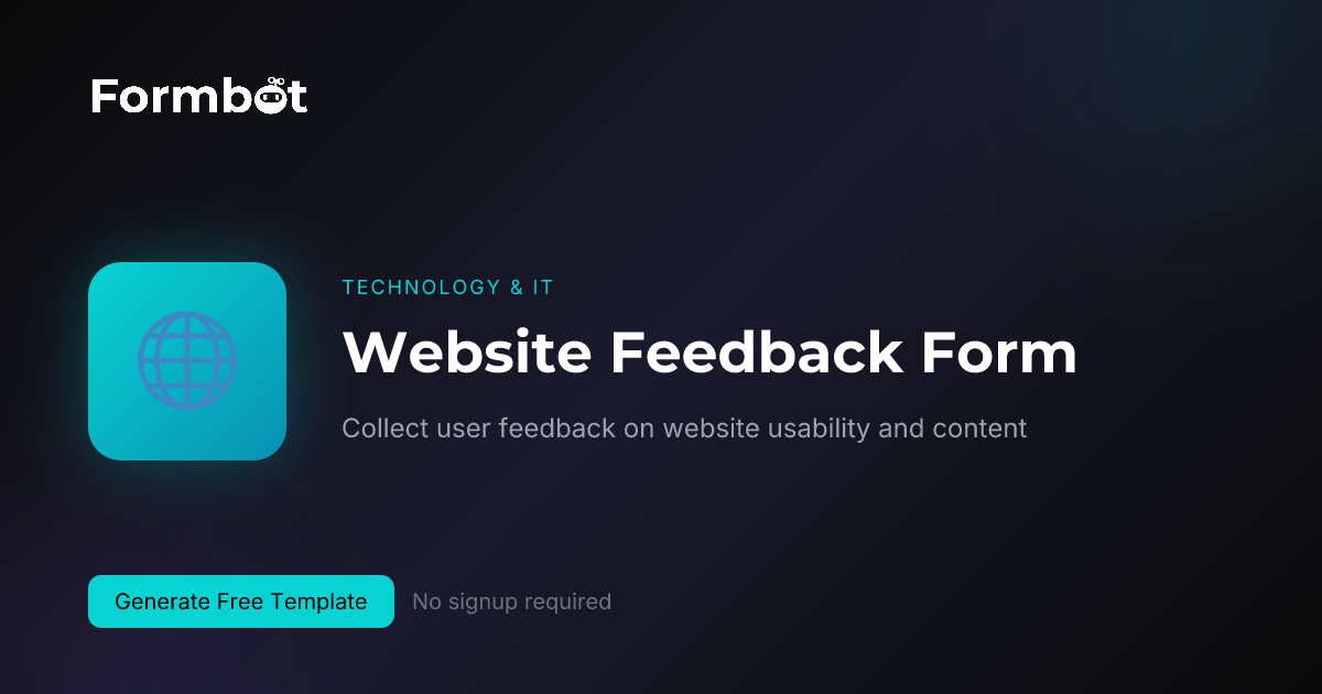 Website Feedback Form Template | UX Feedback | Formbot